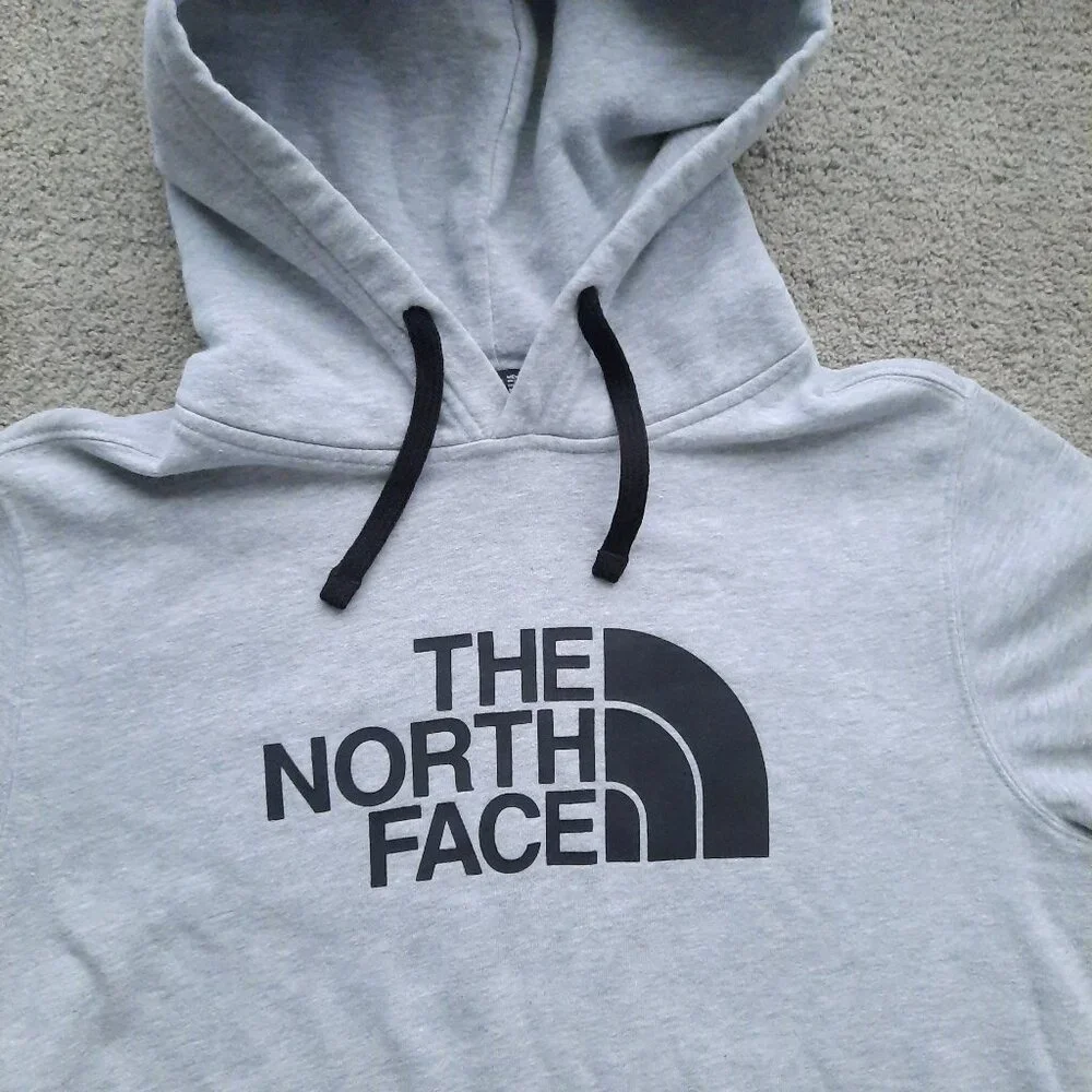 North Face Half Dome Gray Hoodie Sweatshirt Adult M Spell out Logo Pullover - Picture 2 of 6